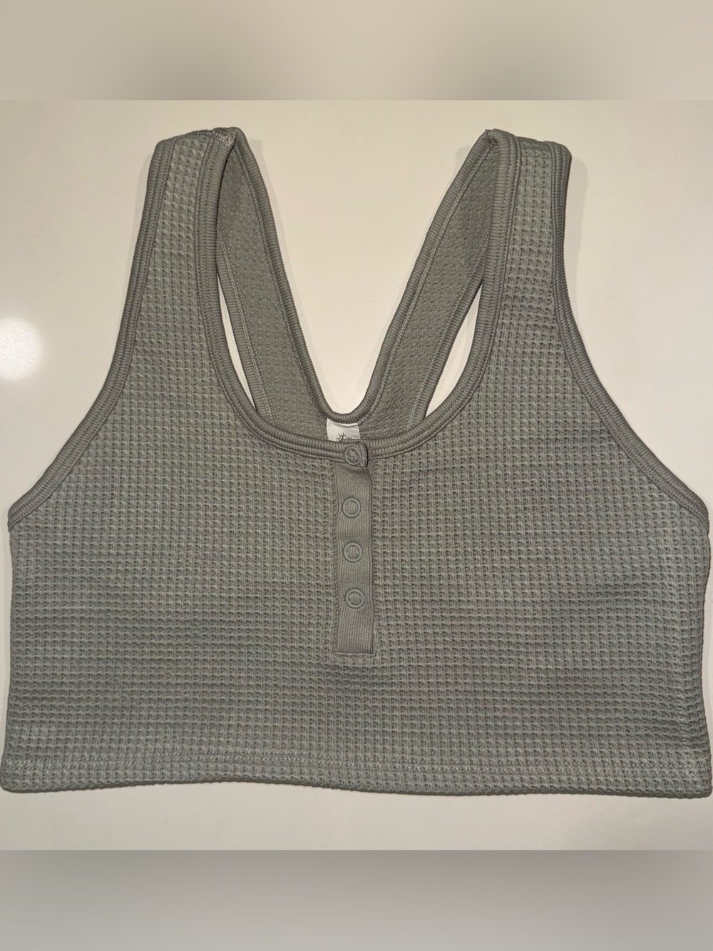 Offline by aerie Waffle Knit Button-Front Bralette in Gray